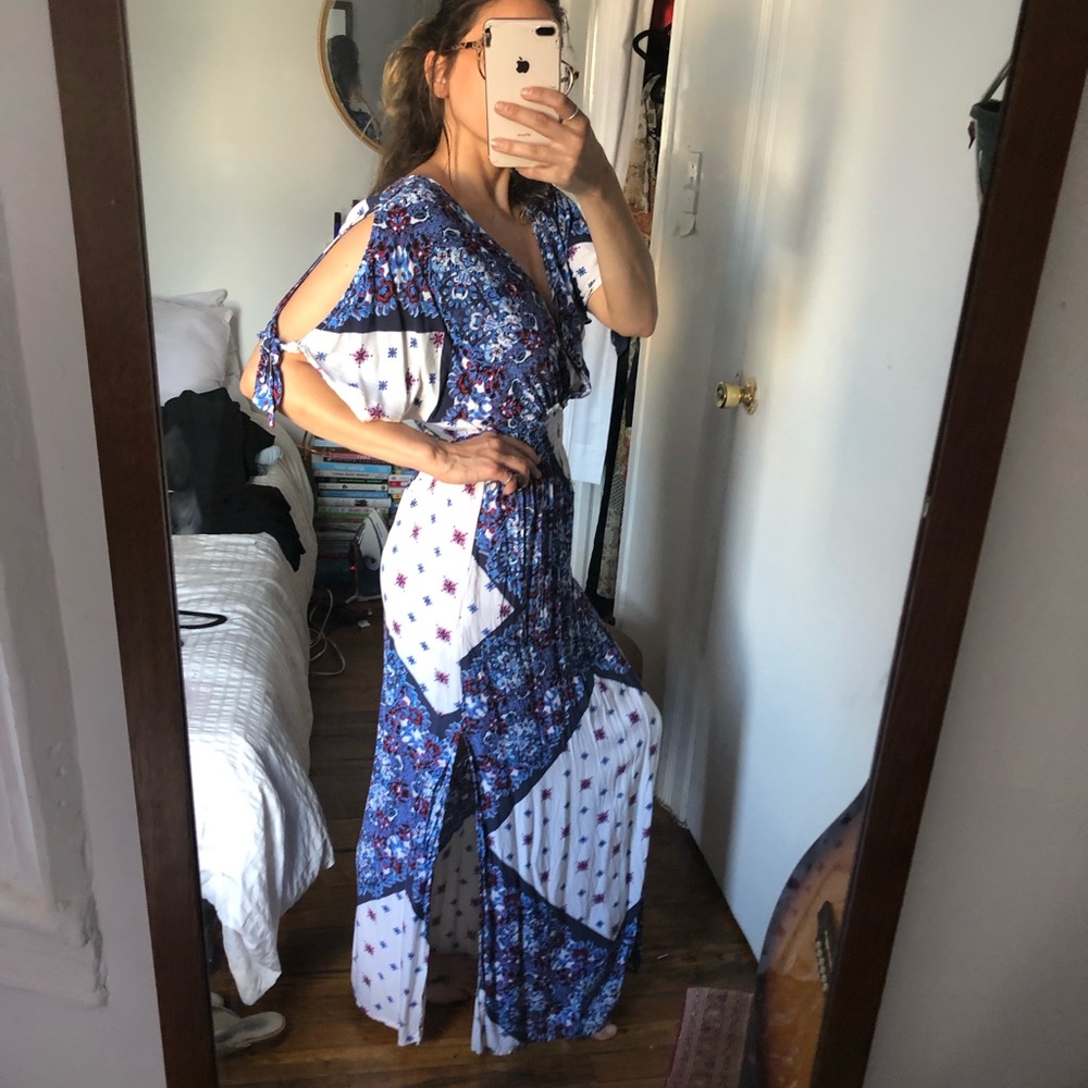 Boho maxi dress short sleeve